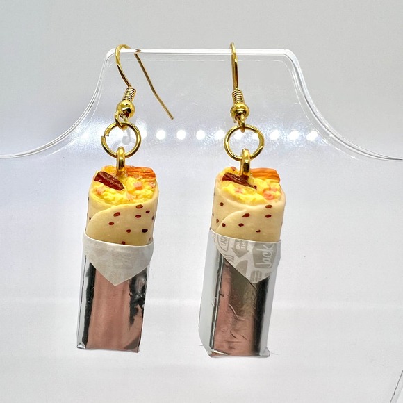 Handmade Jewelry - Food Earrings - Breakfast Burrito Earrings - Fast Food Accessories - Fun Earring